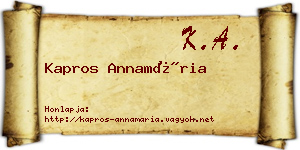 Kapros Annamária névjegykártya