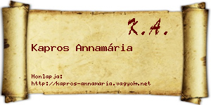 Kapros Annamária névjegykártya